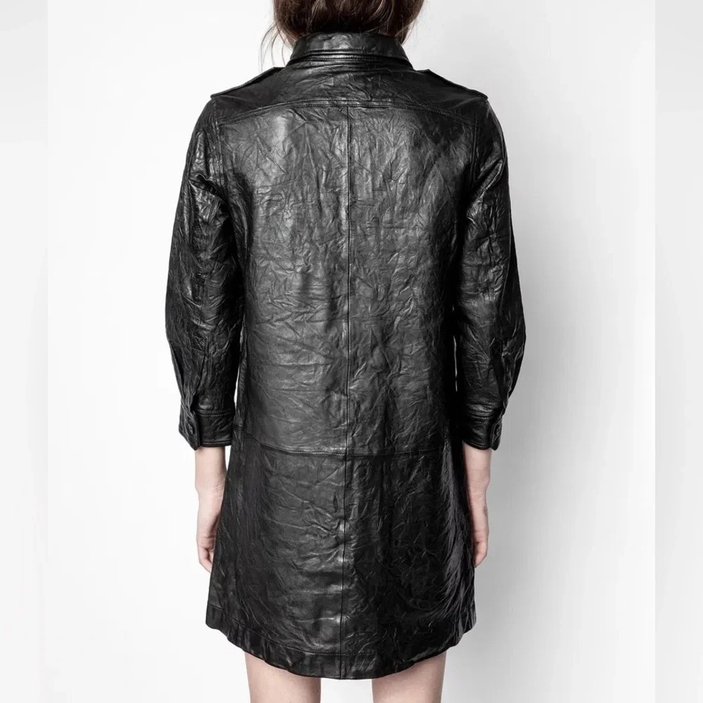 ZADIG & VOLTAIRE Rexy Crinkle Lamb Leather Dress - Picture 3 of 10